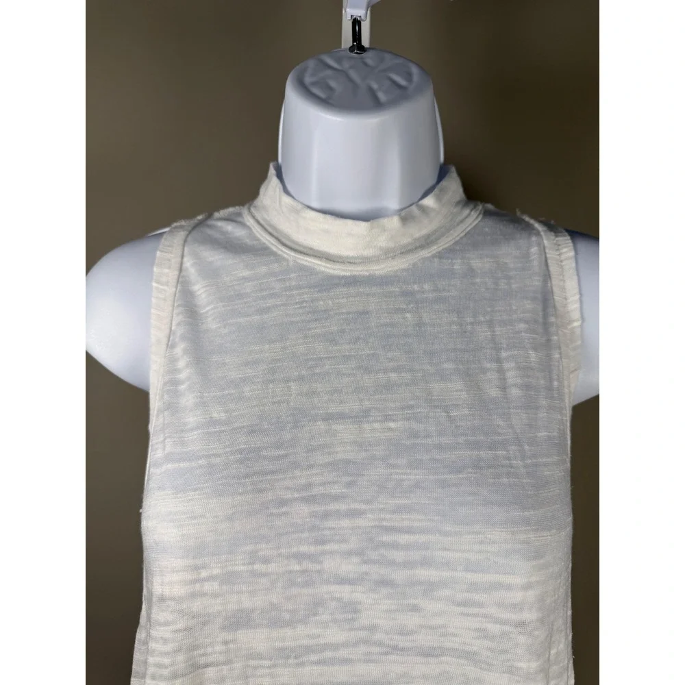 Free People Brisbane Mock Neck Tank White Heathered Open Back Size S Boho